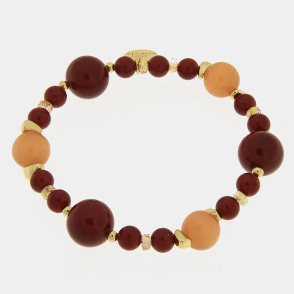 Bracciale in Metallo sfere rosse e arancio - BYSIMON gioielli