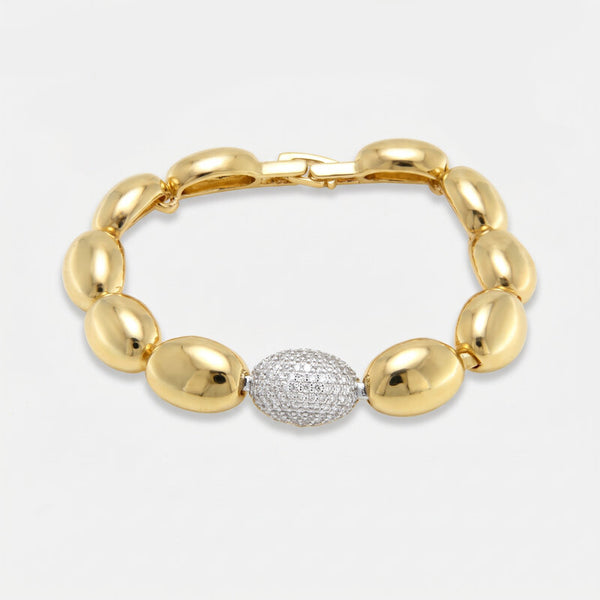 Bracciale in Metallo Dorato sfere rotonde medaglione donna - BYSIMON gioielli
