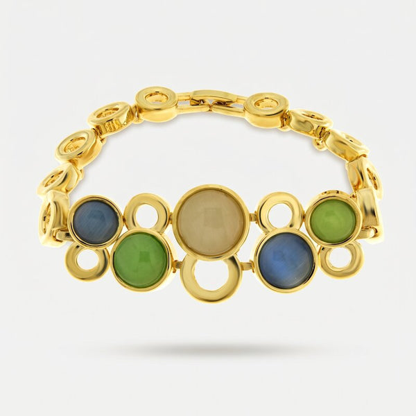 Bracciale in Metallo con pietre verdi e blu - BYSIMON gioielli