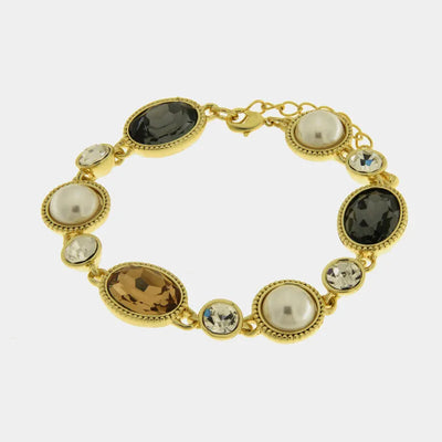 Bracciale in Metallo con cristalli e perline ovali Amo Venezia