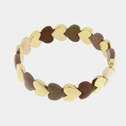 Bracciale in Metallo elastico con maglie a forma di cuore sui toni caldi