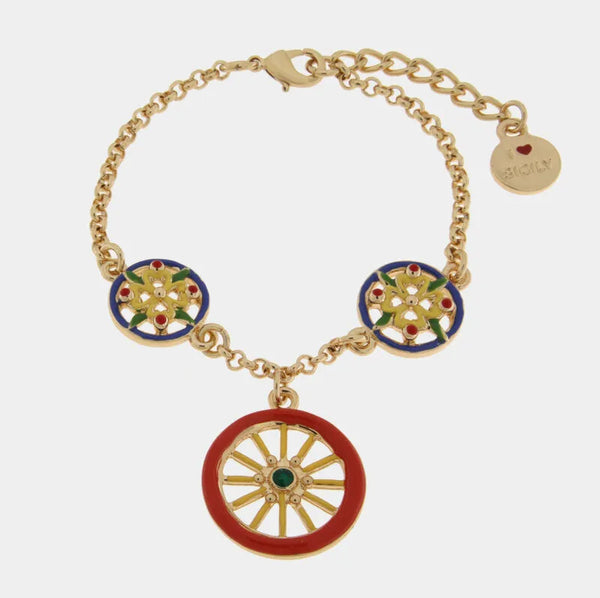 Bracciale in Metallo con ciondoli maioliche siciliane SICILY - gioiello BySimon