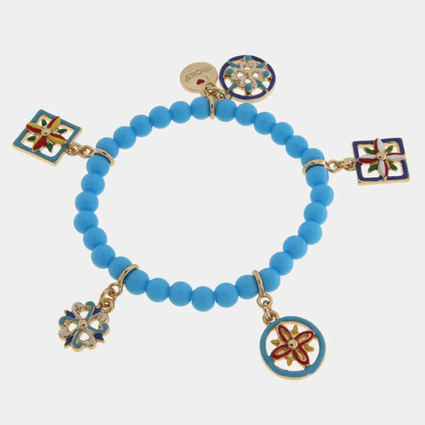 Bracciale in Metallo elastico con sfere turchesi SICILY - gioiello BySimon