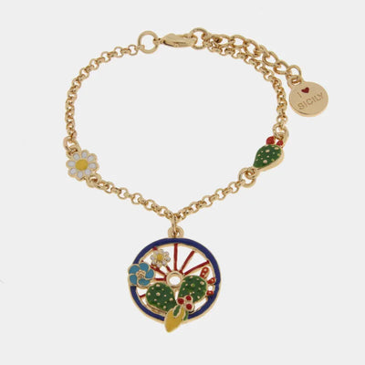 Bracciale in Metallo con ciondoli ruota di carro e limoni SICILY - gioiello BySimon