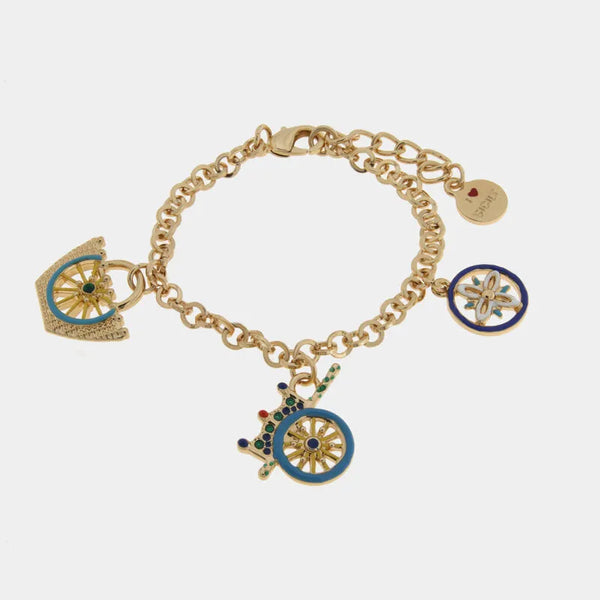 Bracciale in Metallo con ciondoli siciliani smaltati SICILY - gioiello BySimon
