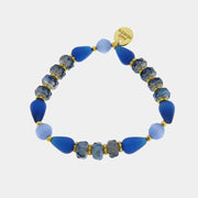 Bracciale in Metallo elastico con Murano Stone pietre blu multicolor