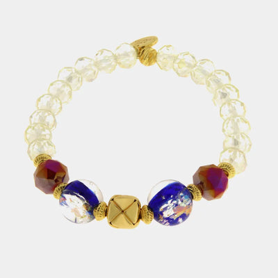 Bracciale in Metallo elastico con pietre bianche, rosse e blu