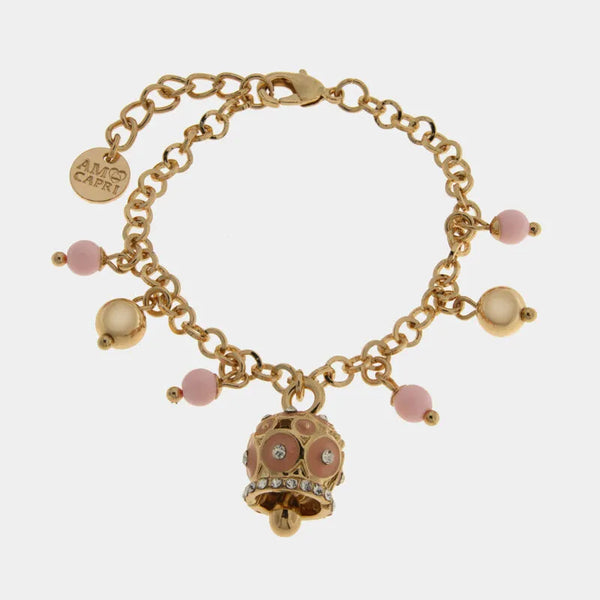 Bracciale in Metallo cerchi rosa sfere rosa - BYSIMON gioielli