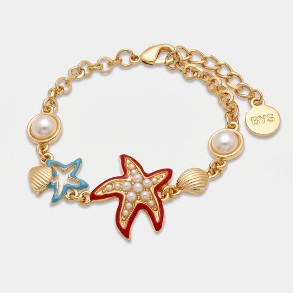 Bracciale con stelle marine e conchiglie colorate | gioielli con conchiglie estate | BYSIMON