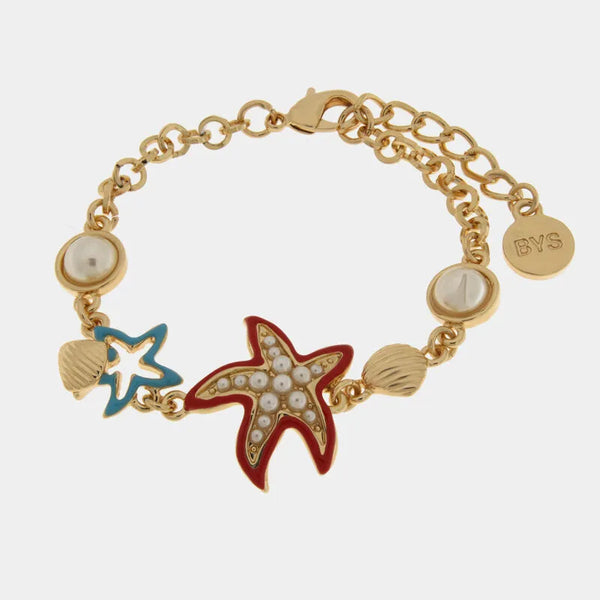 Bracciale con stelle marine e conchiglie colorate | gioielli con conchiglie estate | BYSIMON