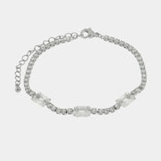 Bracciale in Metallo Cristalli Rettangolari Bianchi