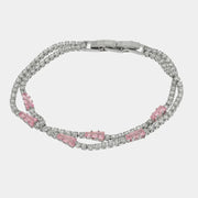 Bracciale in Metallo Doppio Cristalli Rosa