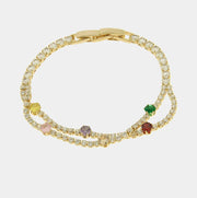 Bracciale in Metallo Doppio Fiori Colorati