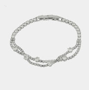 Bracciale in Metallo Doppio Fiori Bianchi