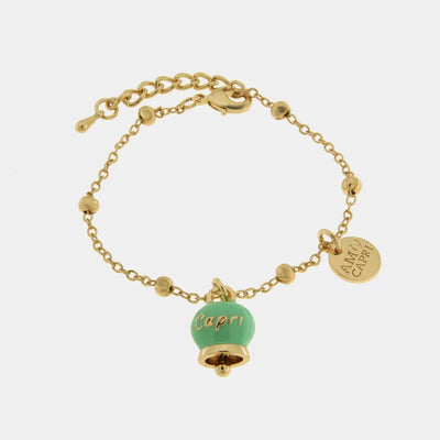 Metal Bracelet with a mint green lucky bell
