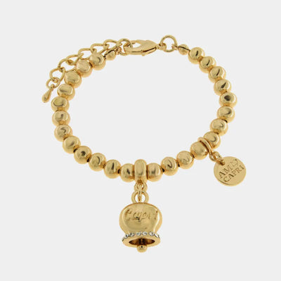 Bracciale in Metallo con campanella portafortuna dorata e cristalli