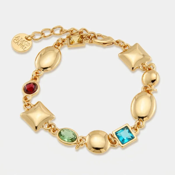 Bracciale in Metallo cristalli geometrici colorati