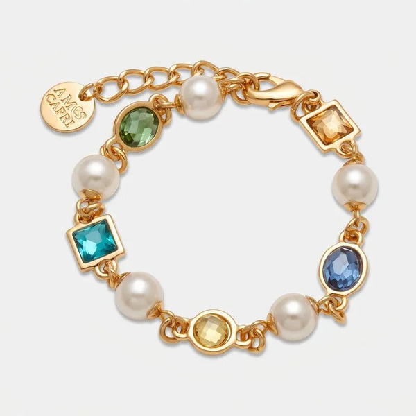 Bracciale in Metallo cristalli quadrati colorati
