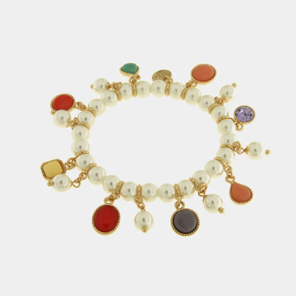 Bracciale in Metallo perline e cristalli pendenti