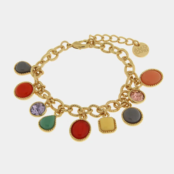 Bracciale in Metallo pietre e cristalli colorati