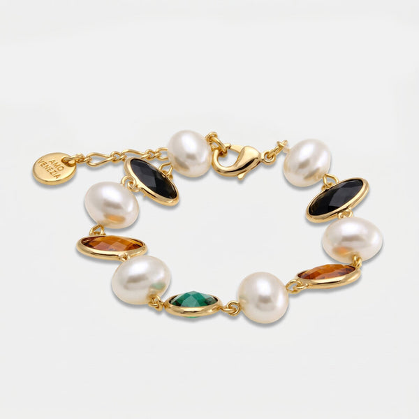 Bracciale in Metallo perline e cristalli colorati - BYSIMON gioielli