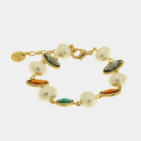 Bracciale in Metallo perline e cristalli colorati - BYSIMON gioielli
