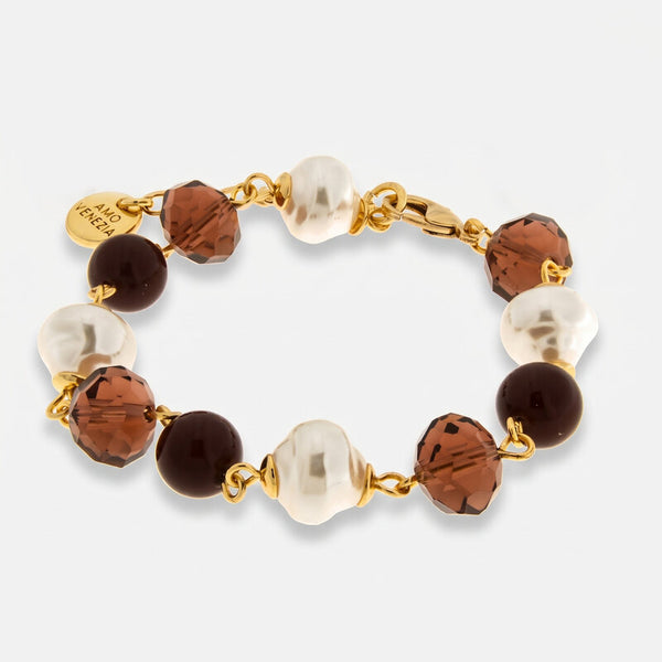 Bracciale in Metallo perline colorate marroni - BYSIMON gioielli