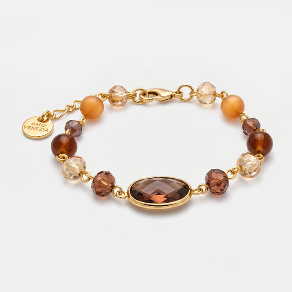 Bracciale in Metallo cristalli colorati marroni - BYSIMON gioielli