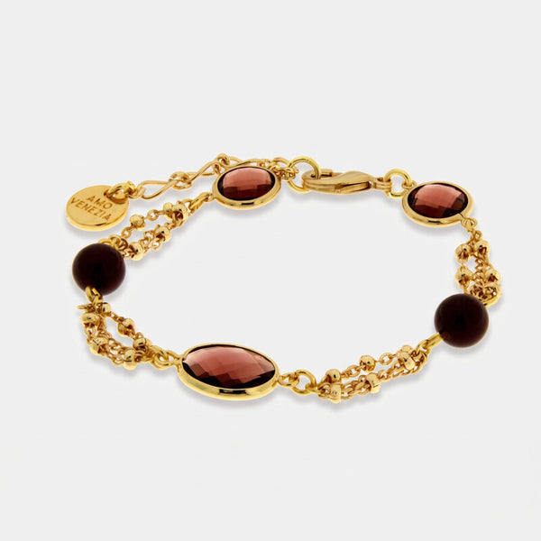 Bracciale in Metallo cristalli marroni - BYSIMON gioielli
