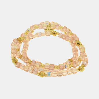 Bracciale in Metallo multifilo cristalli rosa