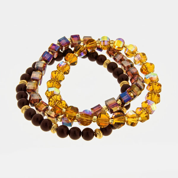 Bracciale in Metallo multifilo cristalli marroni - BYSIMON gioielli