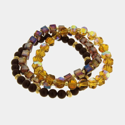 Bracciale in Metallo multifilo cristalli marroni