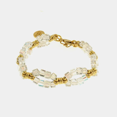Bracciale in Metallo perline bianche