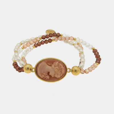 Bracciale in Metallo multifilo cammeo rosa