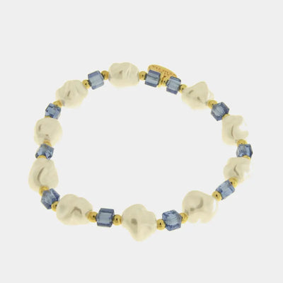 Bracciale in Metallo cristalli cubici blu e perline
