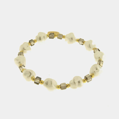 Bracciale in Metallo cristalli cubici grigi e perline