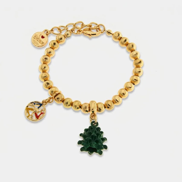 Bracciale in Metallo con Pigna Verde