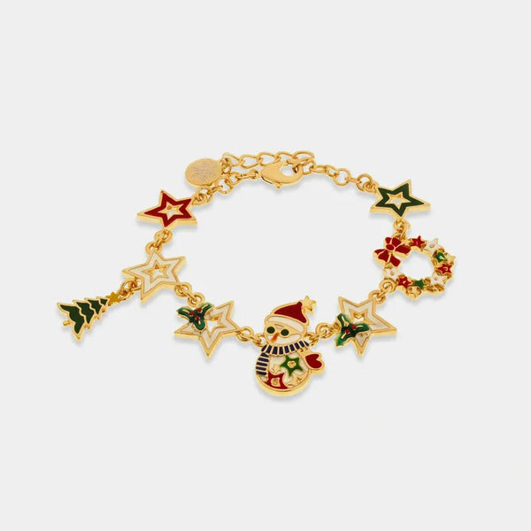 Bracciale in Metallo pupazzo di neve e ciondoli natalizi