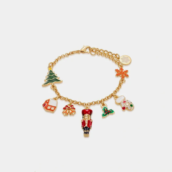 Bracciale in Metallo schiaccianoci,e ciondoli natalizi
