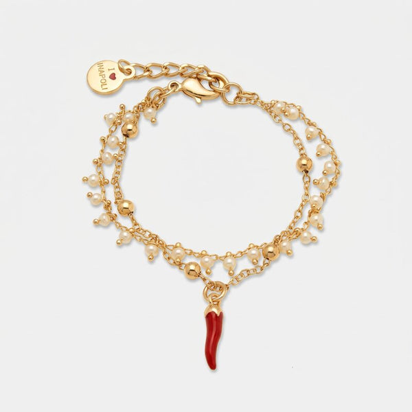 Bracciale in Metallo multifilo con cornetto portafortuna - BYSIMON gioielli