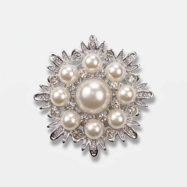 Spilla in Metallo fiore bianco con calamita - BYSIMON gioielli