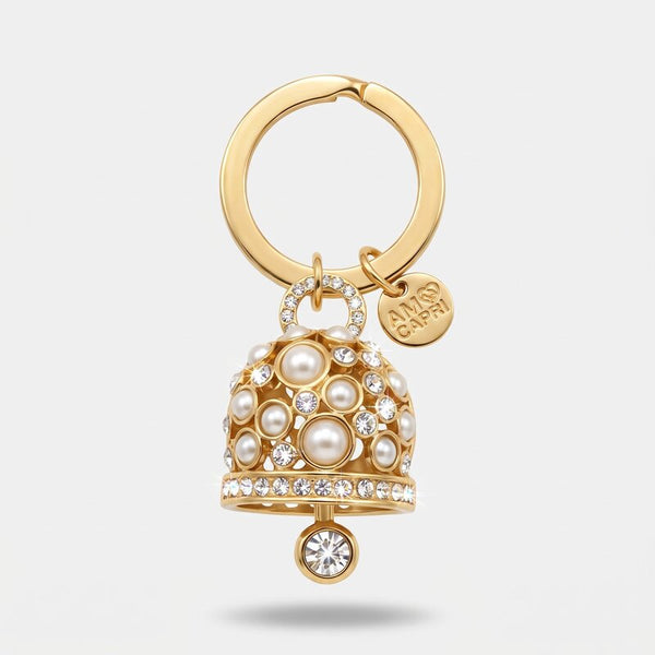 Portachiavi in Metallo con campanella portafortuna perle - BYSIMON gioielli