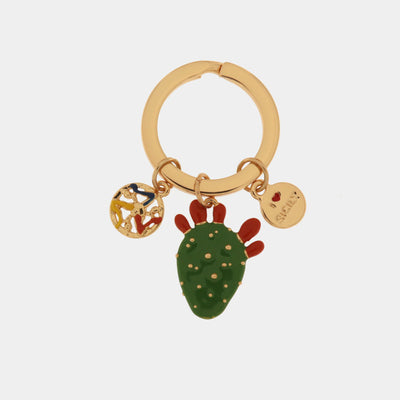 Portachiavi in Metallo con cactus e trinacria - BYSIMON gioielli