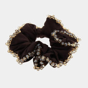 Fermacapelli con strass Marrone satinato con perline