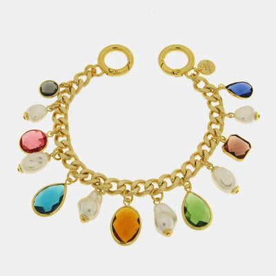 Accessorio borsa in Metallo catena con cristalli colorati e perle - BYSIMON gioielli
