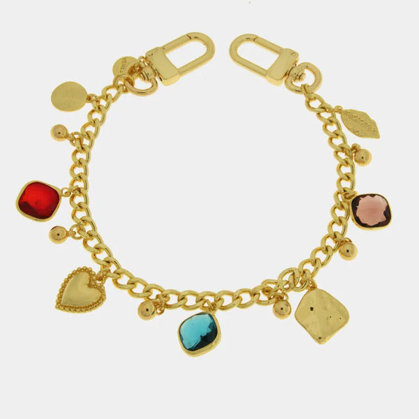 Accessorio borsa in Metallo catena con cristalli colorati e cuore - BYSIMON gioielli