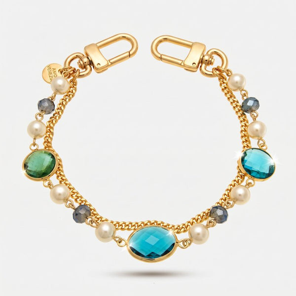 Accessorio borsa in Metallo doppia catena con perle e cristalli - BYSIMON gioielli