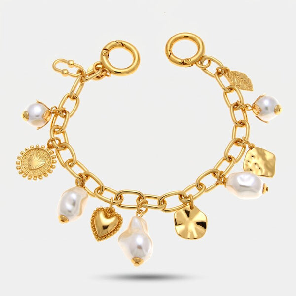 Accessorio borsa in Metallo catena con charms perle e cuori - BYSIMON gioielli