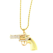 Collana in Acciaio con pendete a forma di pistola revoler