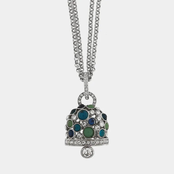 Collana in Acciaio Inossidabile campana pendente con cristalli bianchi e blu | gioielli in acciaio inossidabile | BYSIMON